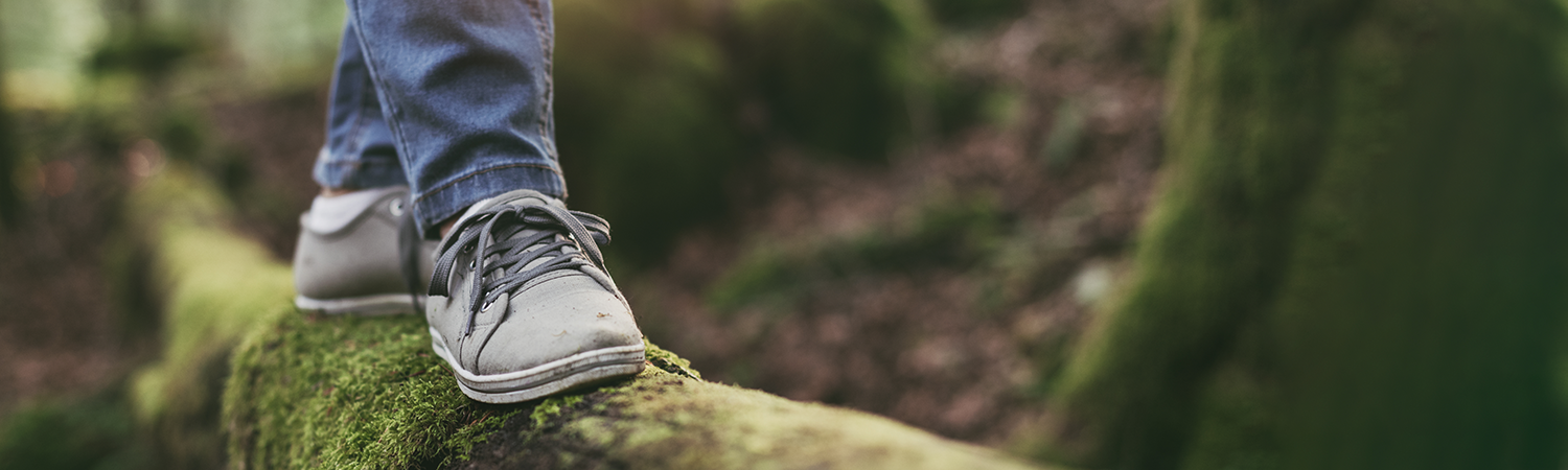 Feet on log